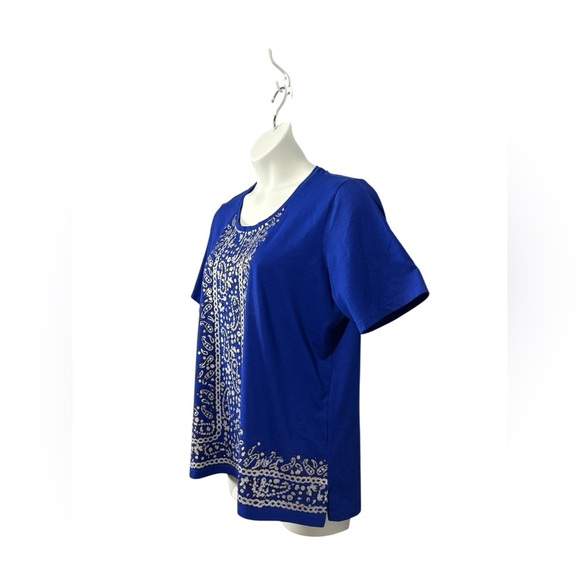 Vintage, Carroll Reid, Plus Size Blue Short Sleeve Top, Size 1X - Picture 5 of 8